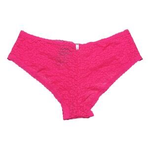 Victoria's Secret PINK Lace Jacquard Leopard Cheekster Panty Hot Pink Medium
